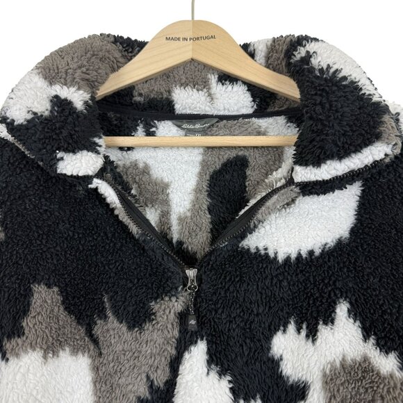 Eddie Bauer Sherpa Fleece Pullover Jacket Womens XXL Quarter-Zip Camouflage - Picture 3 of 9